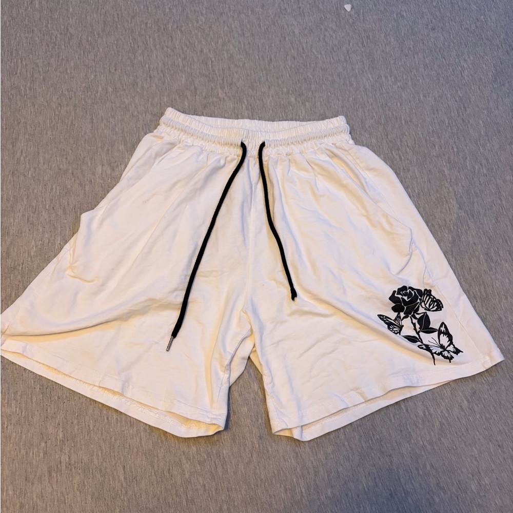 ROMWE White Athletic Shorts with Black Accents
